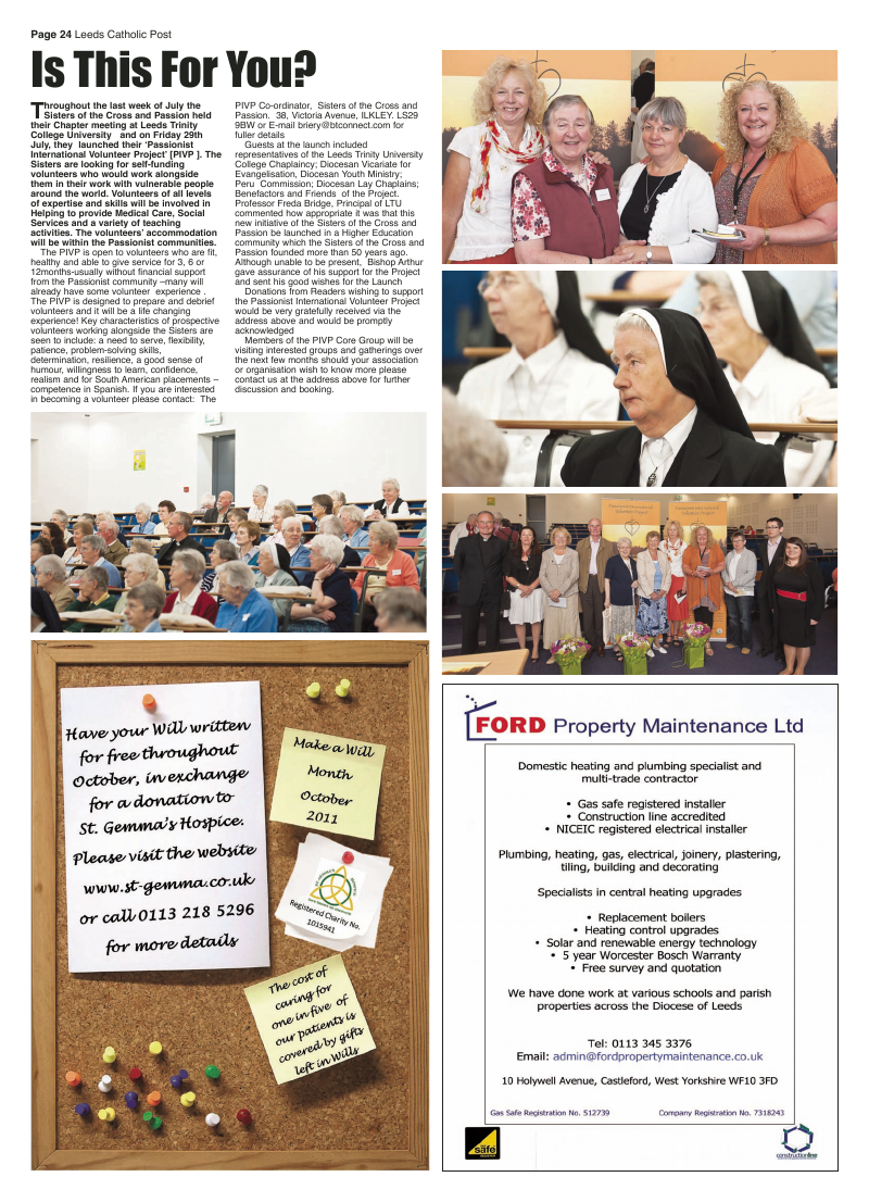 Sept 2011 edition of the Leeds Catholic Post Sept 2011 edition of the Leeds Catholic Post