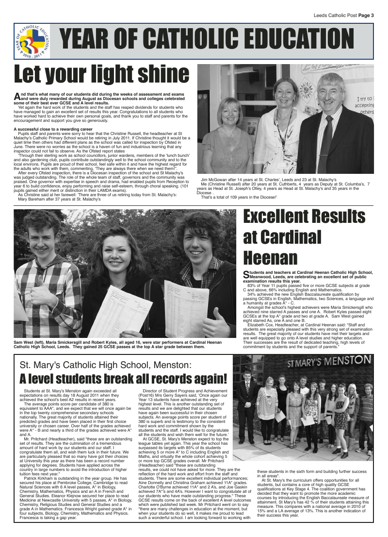 Sept 2011 edition of the Leeds Catholic Post Sept 2011 edition of the Leeds Catholic Post
