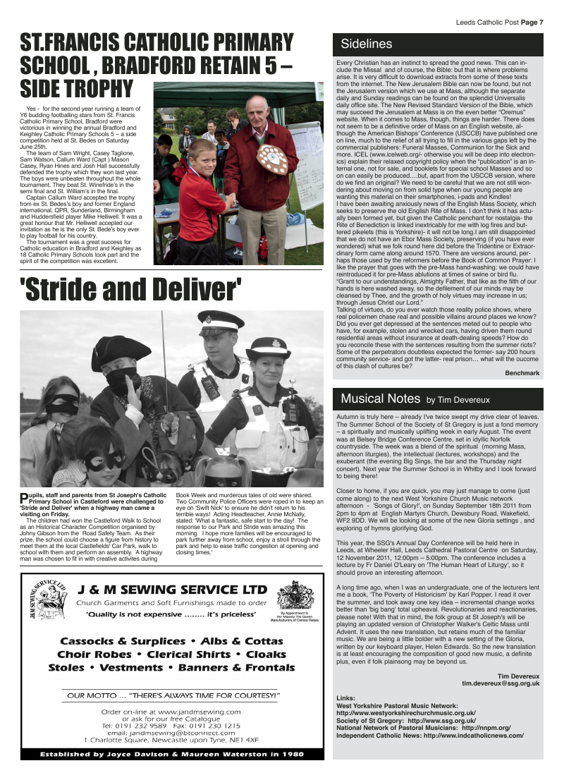 Sept 2011 edition of the Leeds Catholic Post Sept 2011 edition of the Leeds Catholic Post