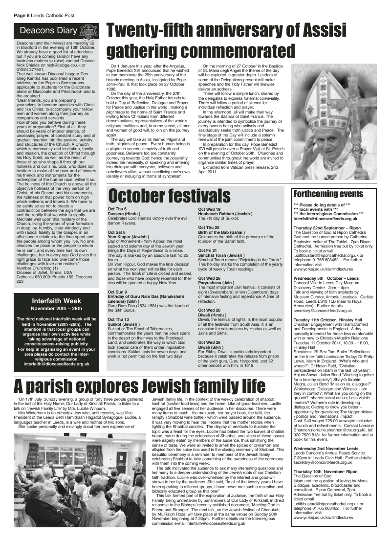 Sept 2011 edition of the Leeds Catholic Post