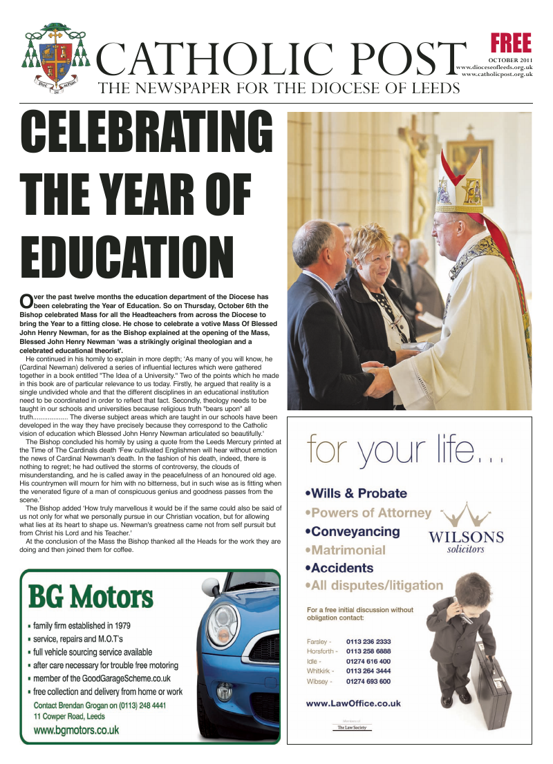 Oct 2011 edition of the Leeds Catholic Post Oct 2011 edition of the Leeds Catholic Post