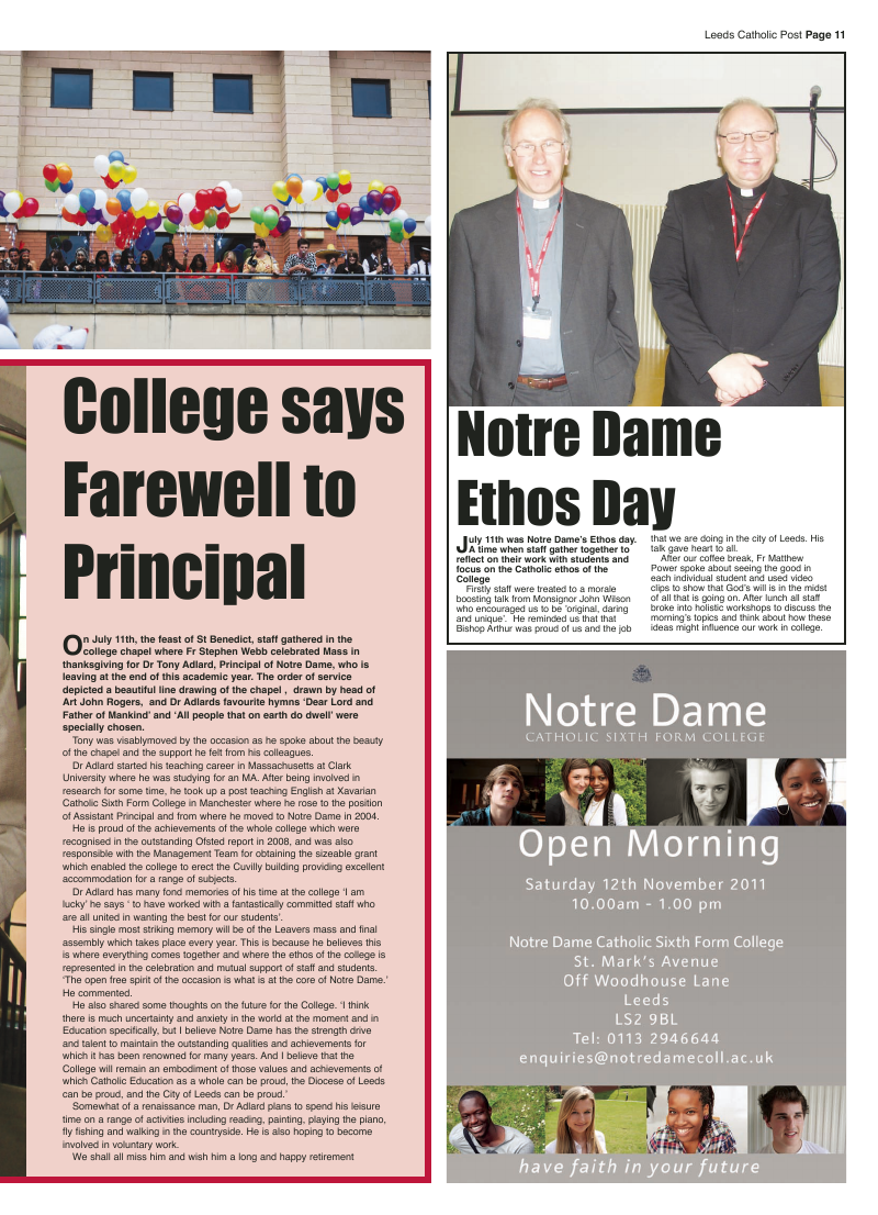 Oct 2011 edition of the Leeds Catholic Post Oct 2011 edition of the Leeds Catholic Post
