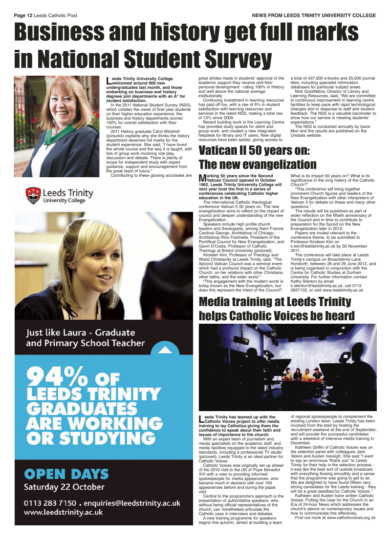 Oct 2011 edition of the Leeds Catholic Post Oct 2011 edition of the Leeds Catholic Post