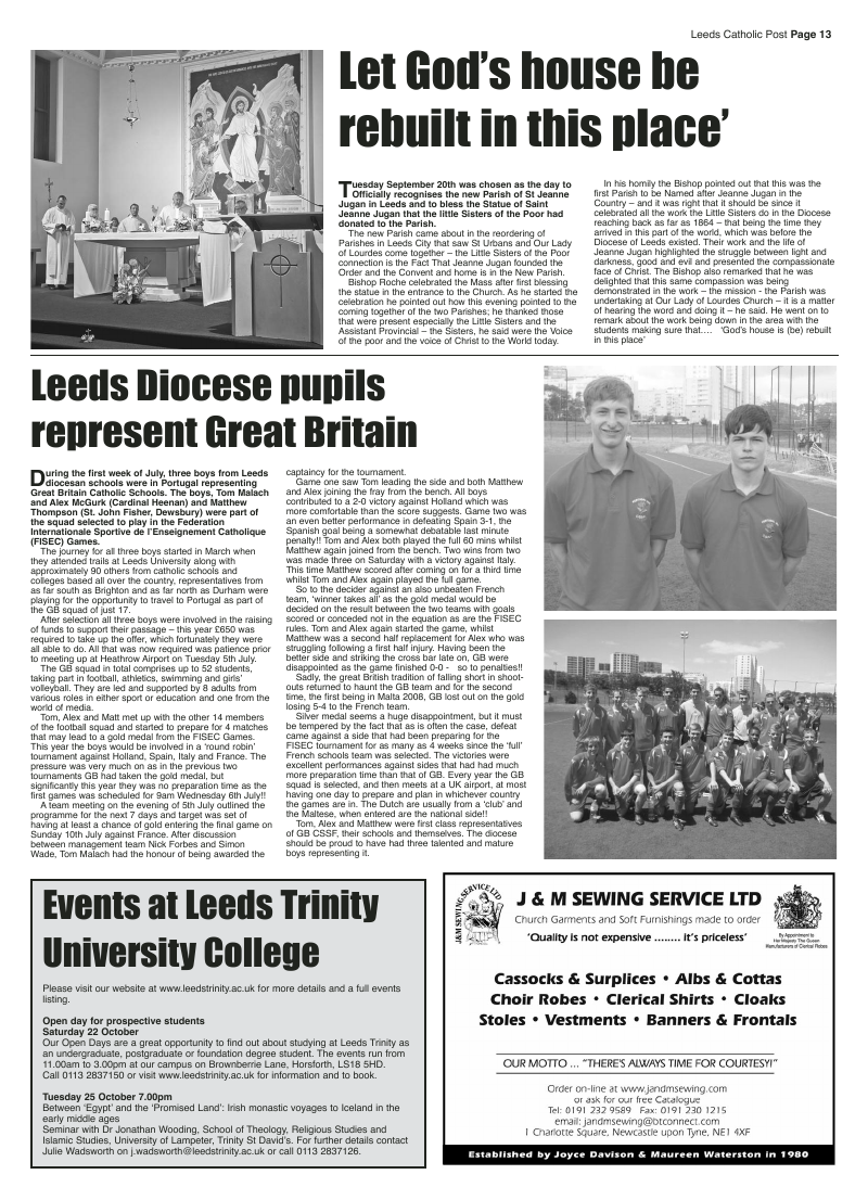 Oct 2011 edition of the Leeds Catholic Post Oct 2011 edition of the Leeds Catholic Post