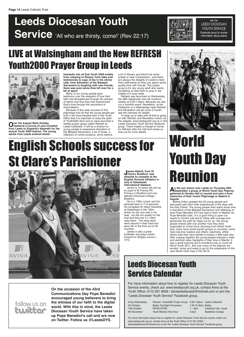 Oct 2011 edition of the Leeds Catholic Post Oct 2011 edition of the Leeds Catholic Post