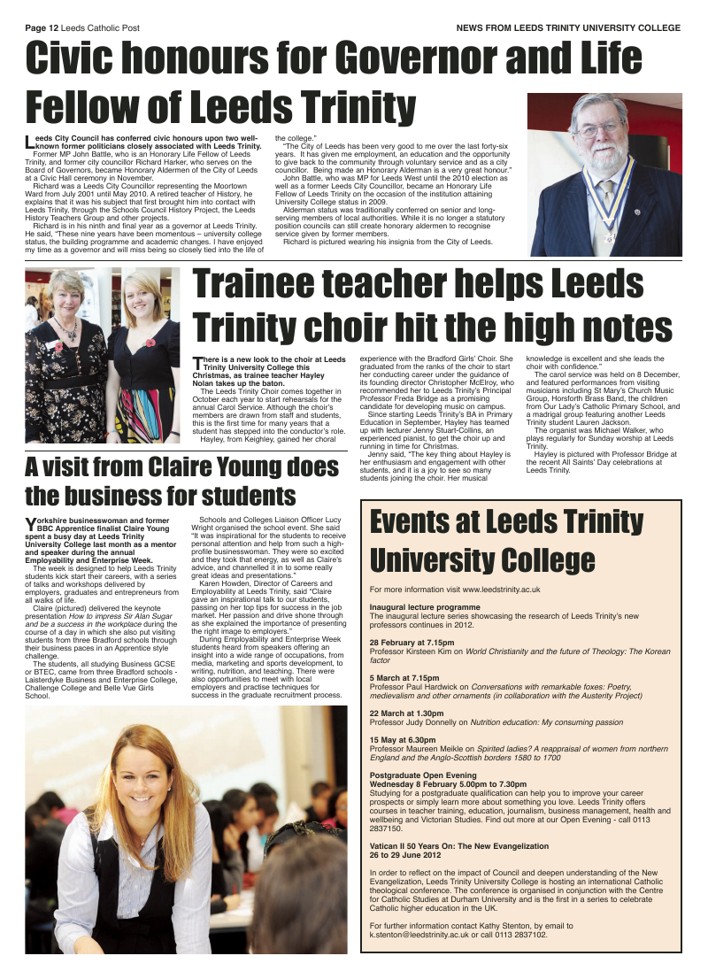 Dec 2011 edition of the Leeds Catholic Post Dec 2011 edition of the Leeds Catholic Post