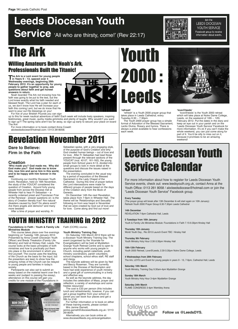 Dec 2011 edition of the Leeds Catholic Post Dec 2011 edition of the Leeds Catholic Post