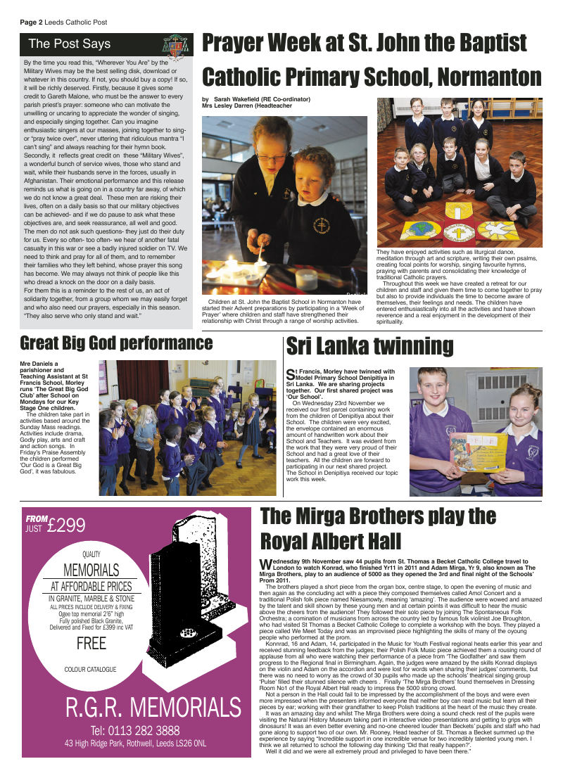 Dec 2011 edition of the Leeds Catholic Post Dec 2011 edition of the Leeds Catholic Post