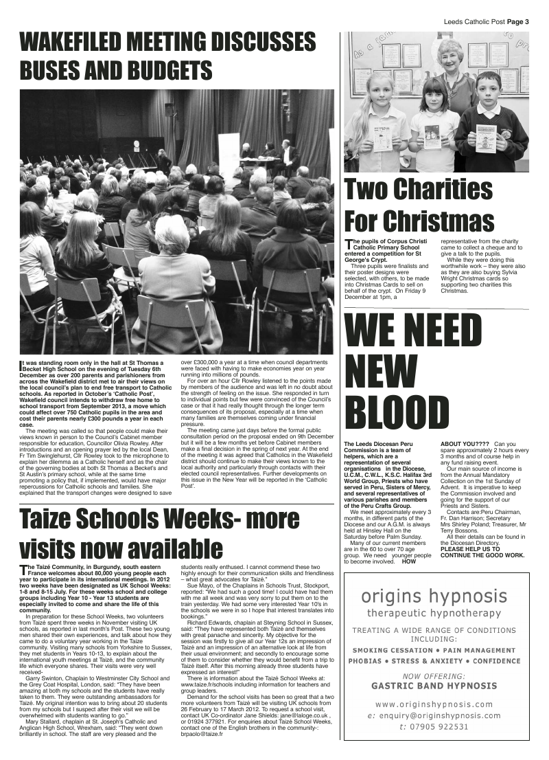 Dec 2011 edition of the Leeds Catholic Post Dec 2011 edition of the Leeds Catholic Post