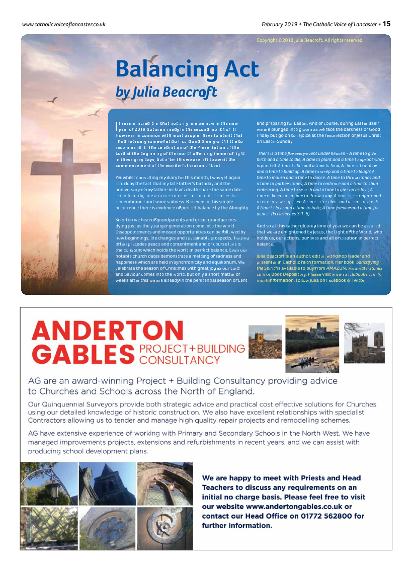 Feb 2019 edition of the Catholic Voice of Lancaster - Page 