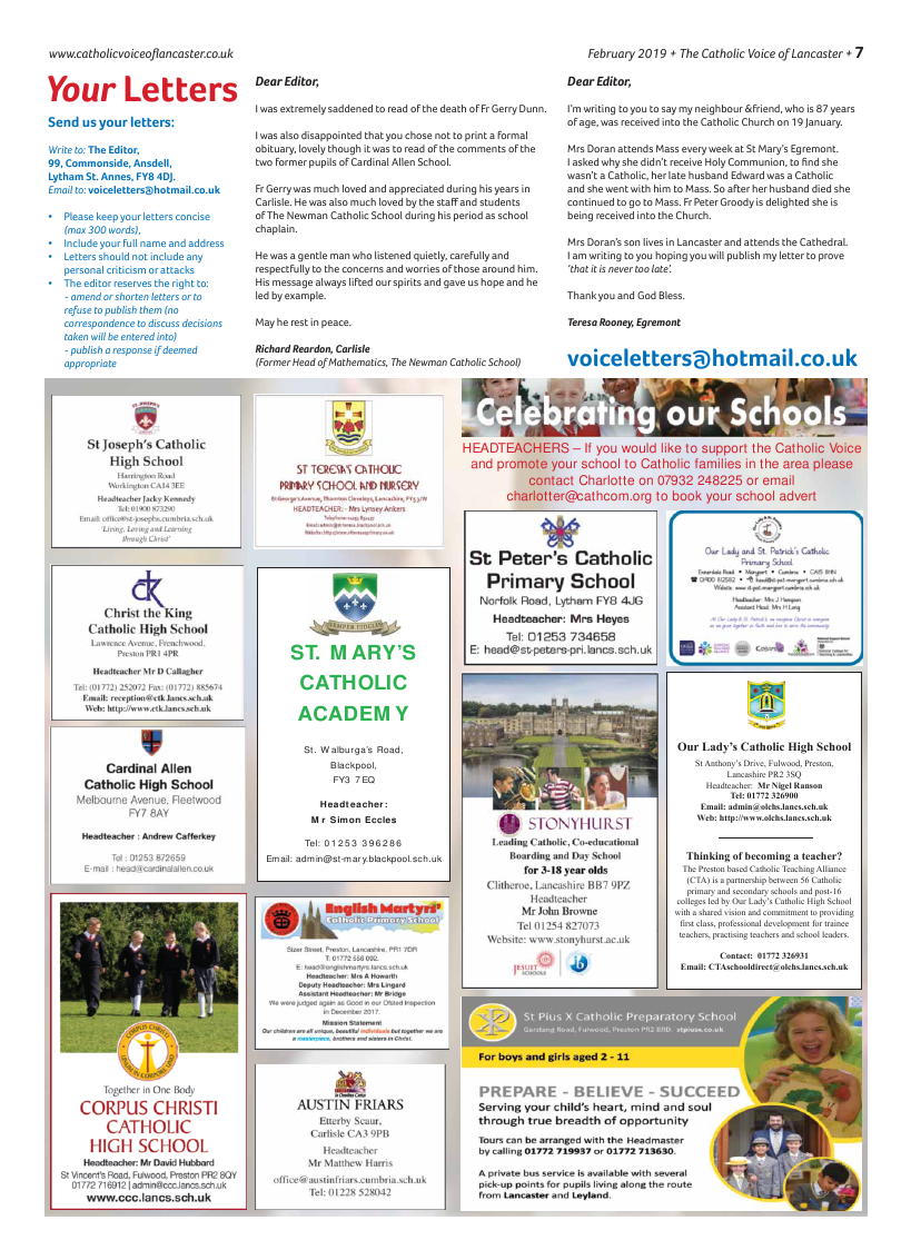 Feb 2019 edition of the Catholic Voice of Lancaster - Page 