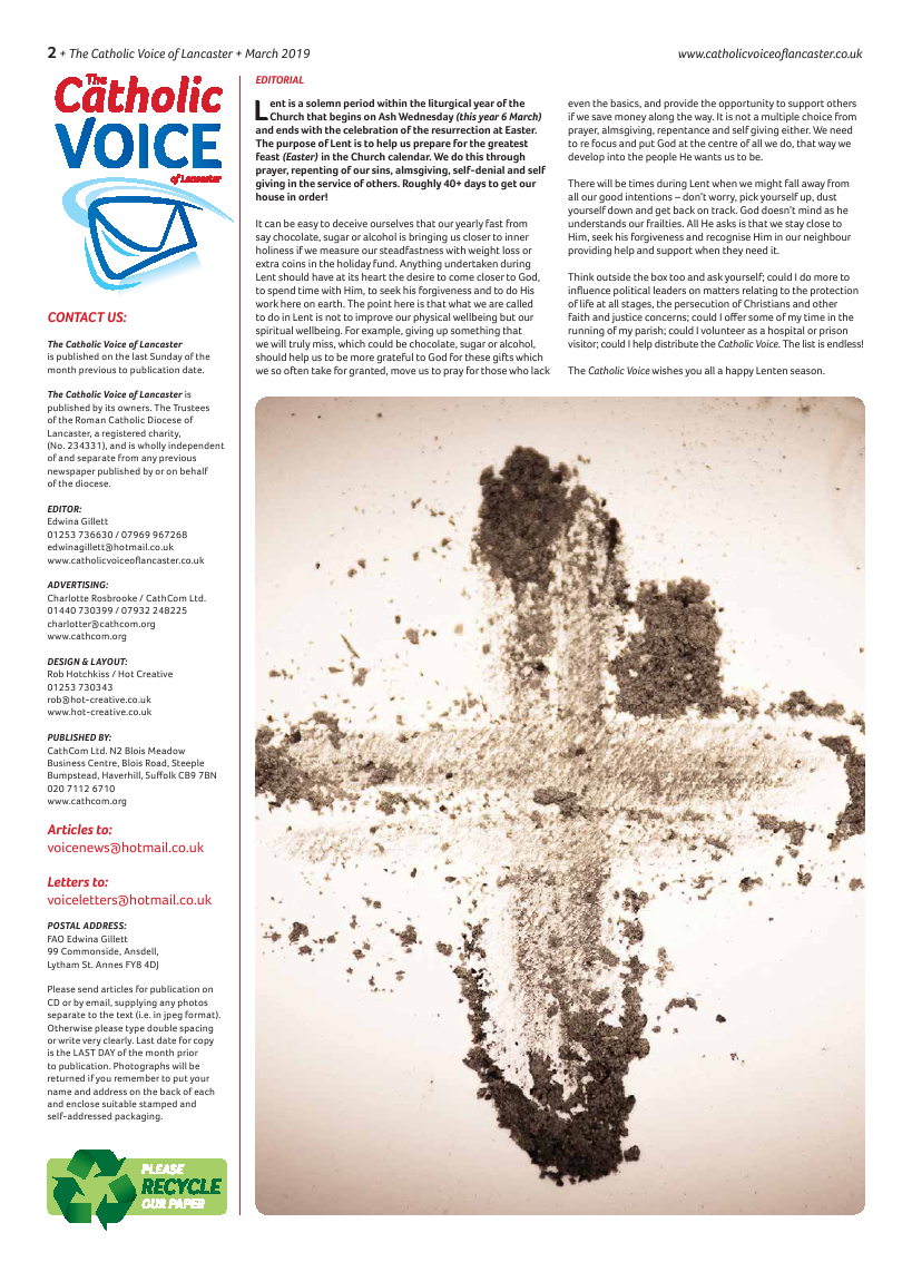 Mar 2019 edition of the Catholic Voice of Lancaster - Page 