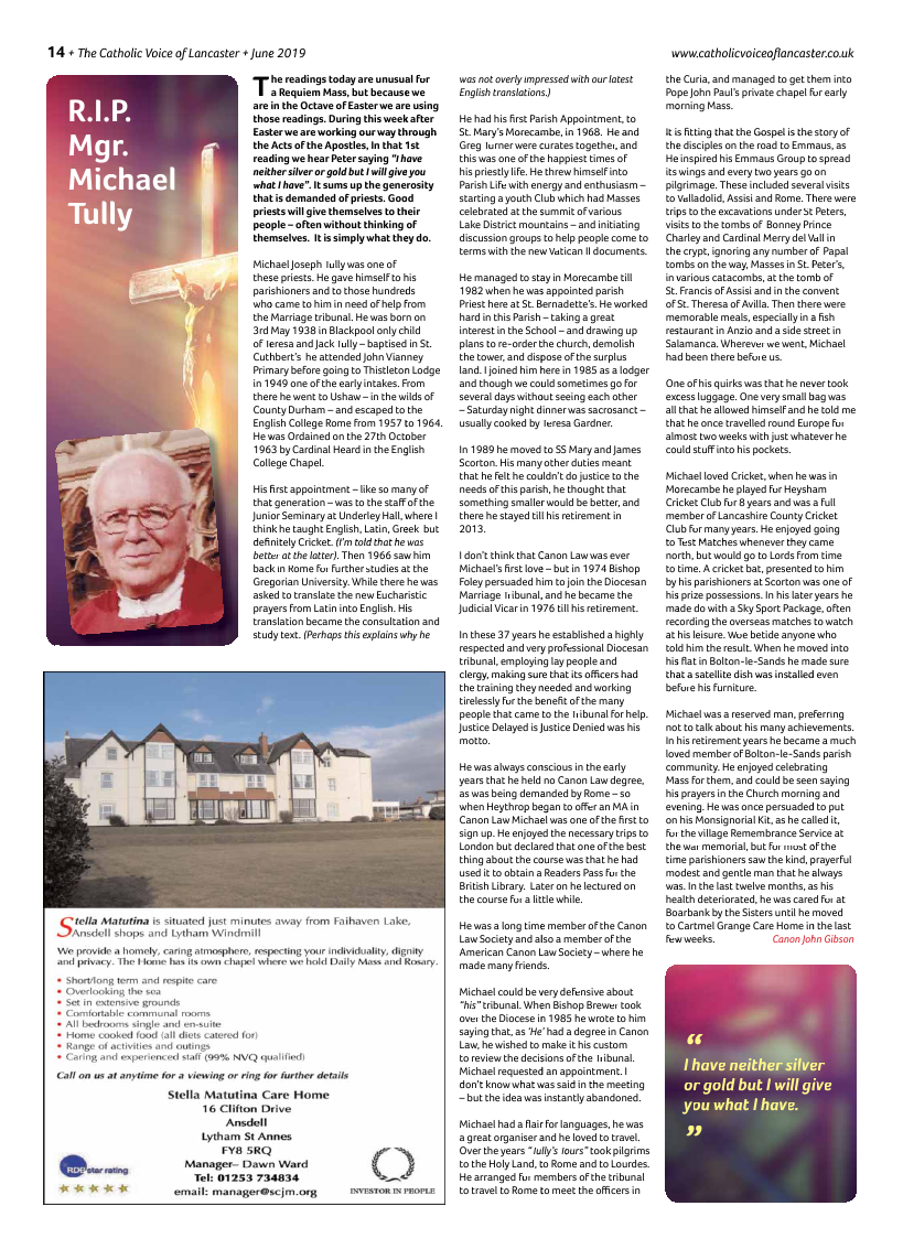 Jun 2019 edition of the Catholic Voice of Lancaster - Page 