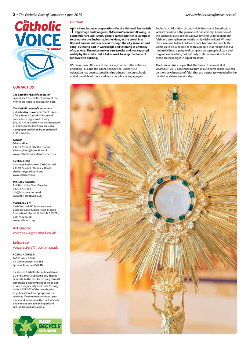 Jun 2019 edition of the Catholic Voice of Lancaster - Page 