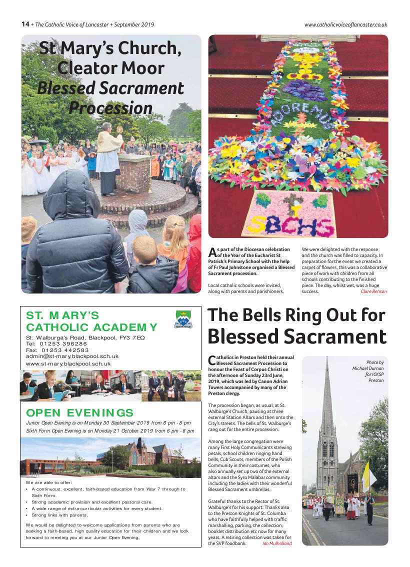 Sept 2019 edition of the Catholic Voice of Lancaster - Page 