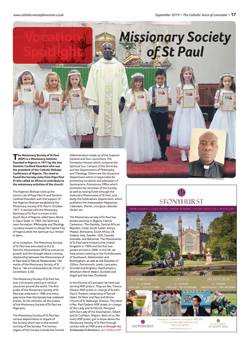 Sept 2019 edition of the Catholic Voice of Lancaster - Page 