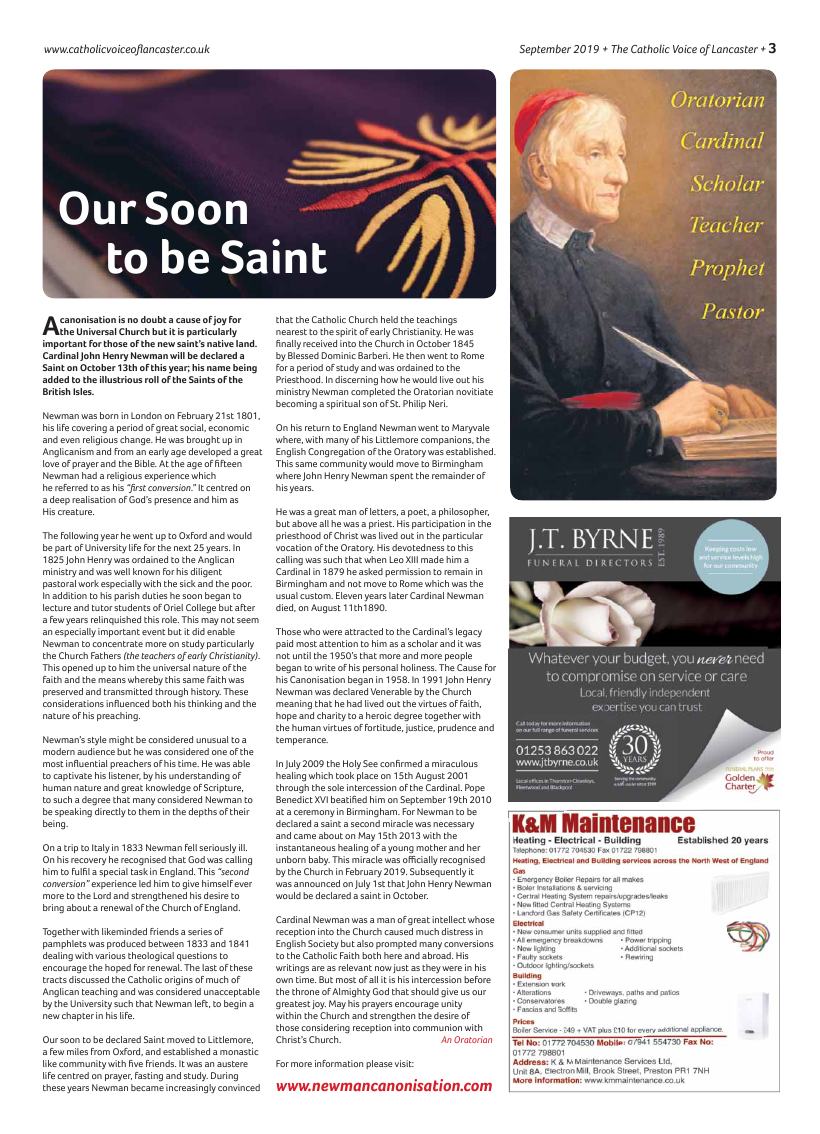 Sept 2019 edition of the Catholic Voice of Lancaster - Page 