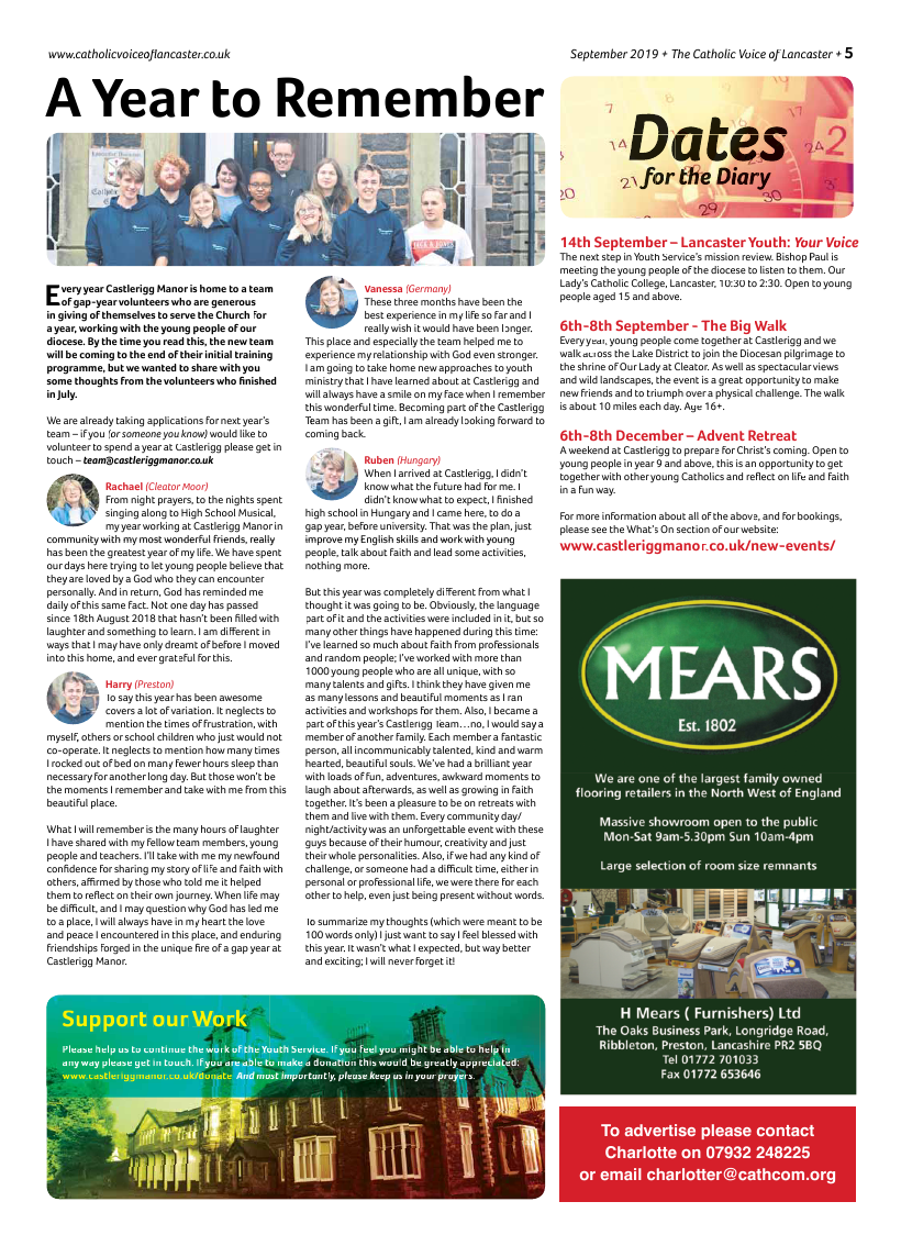 Sept 2019 edition of the Catholic Voice of Lancaster - Page 