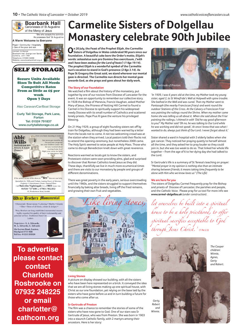 Oct 2019 edition of the Catholic Voice of Lancaster - Page 