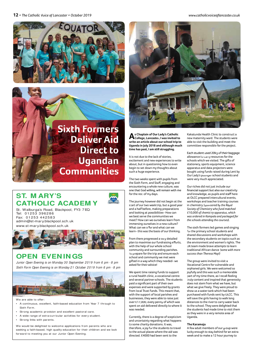 Oct 2019 edition of the Catholic Voice of Lancaster - Page 