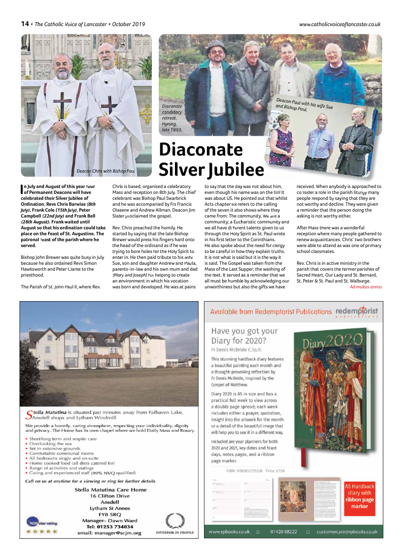 Oct 2019 edition of the Catholic Voice of Lancaster - Page 