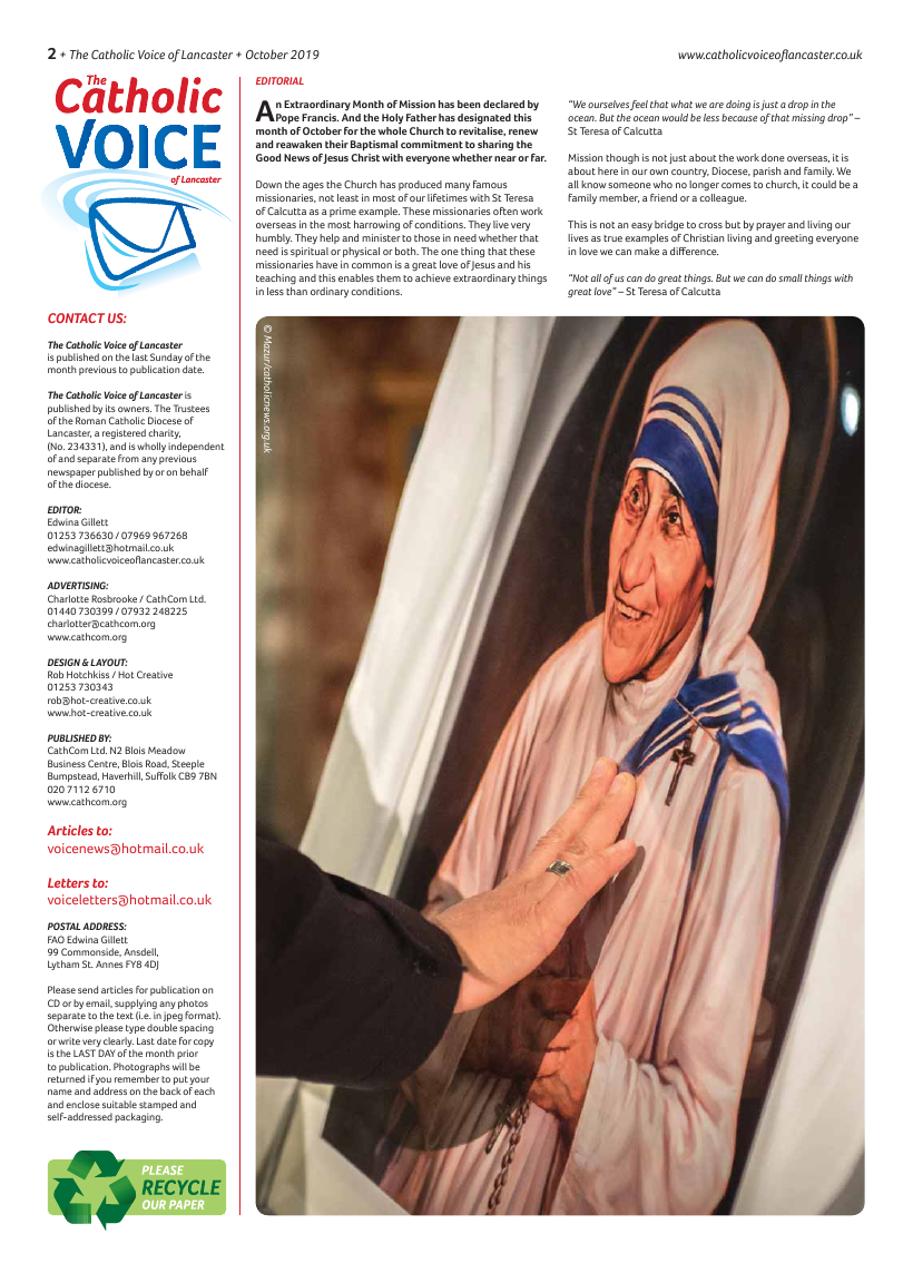 Oct 2019 edition of the Catholic Voice of Lancaster - Page 