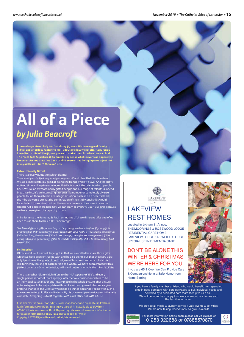 Nov 2019 edition of the Catholic Voice of Lancaster - Page 