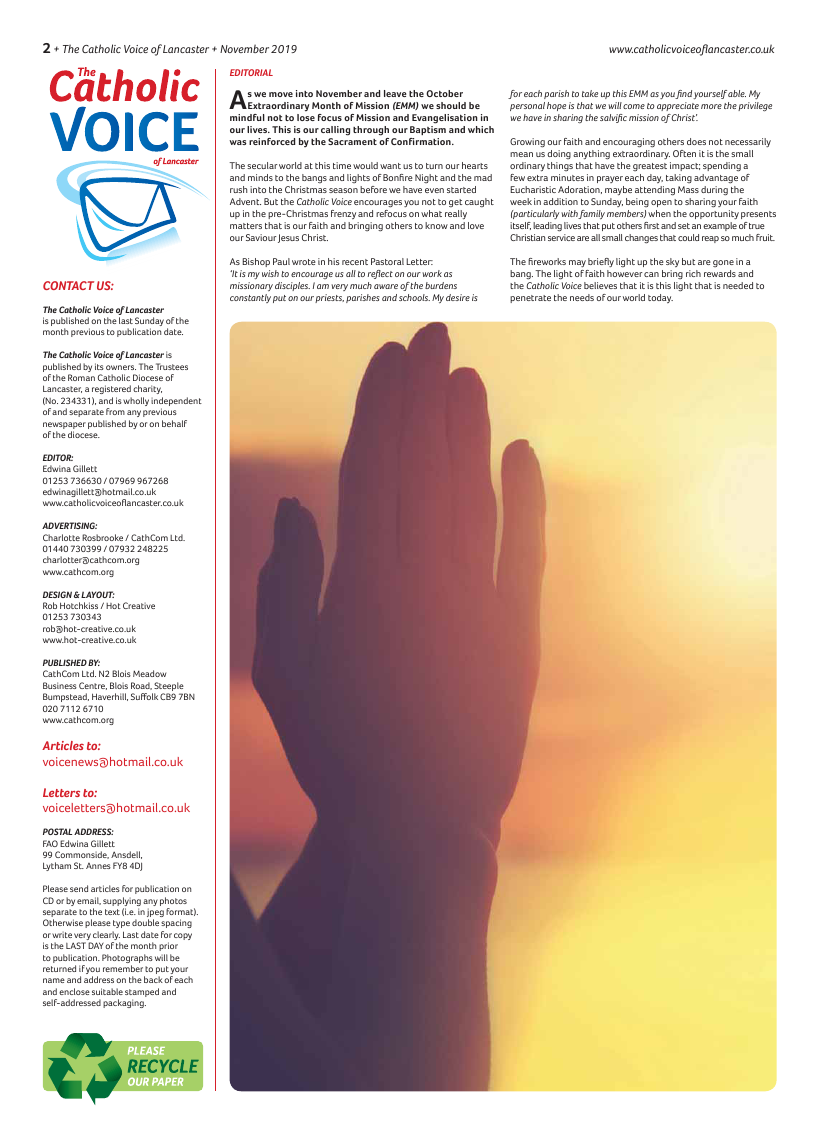 Nov 2019 edition of the Catholic Voice of Lancaster - Page 