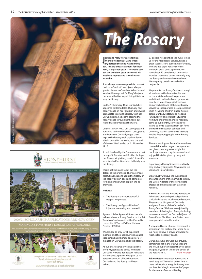 Dec 2019 edition of the Catholic Voice of Lancaster - Page 