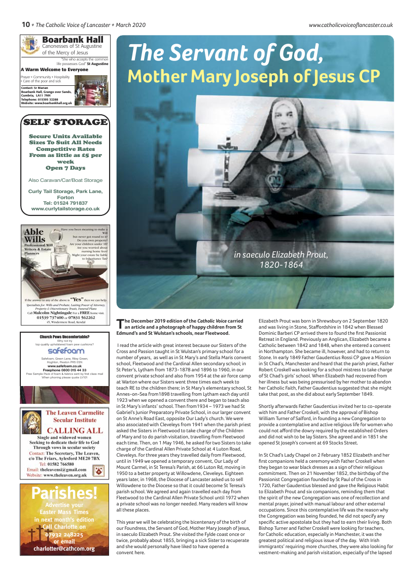 Mar 2020 edition of the Catholic Voice of Lancaster