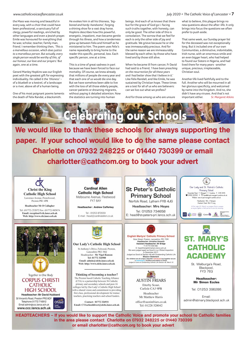 Jul/Aug 2020 edition of the Catholic Voice of Lancaster