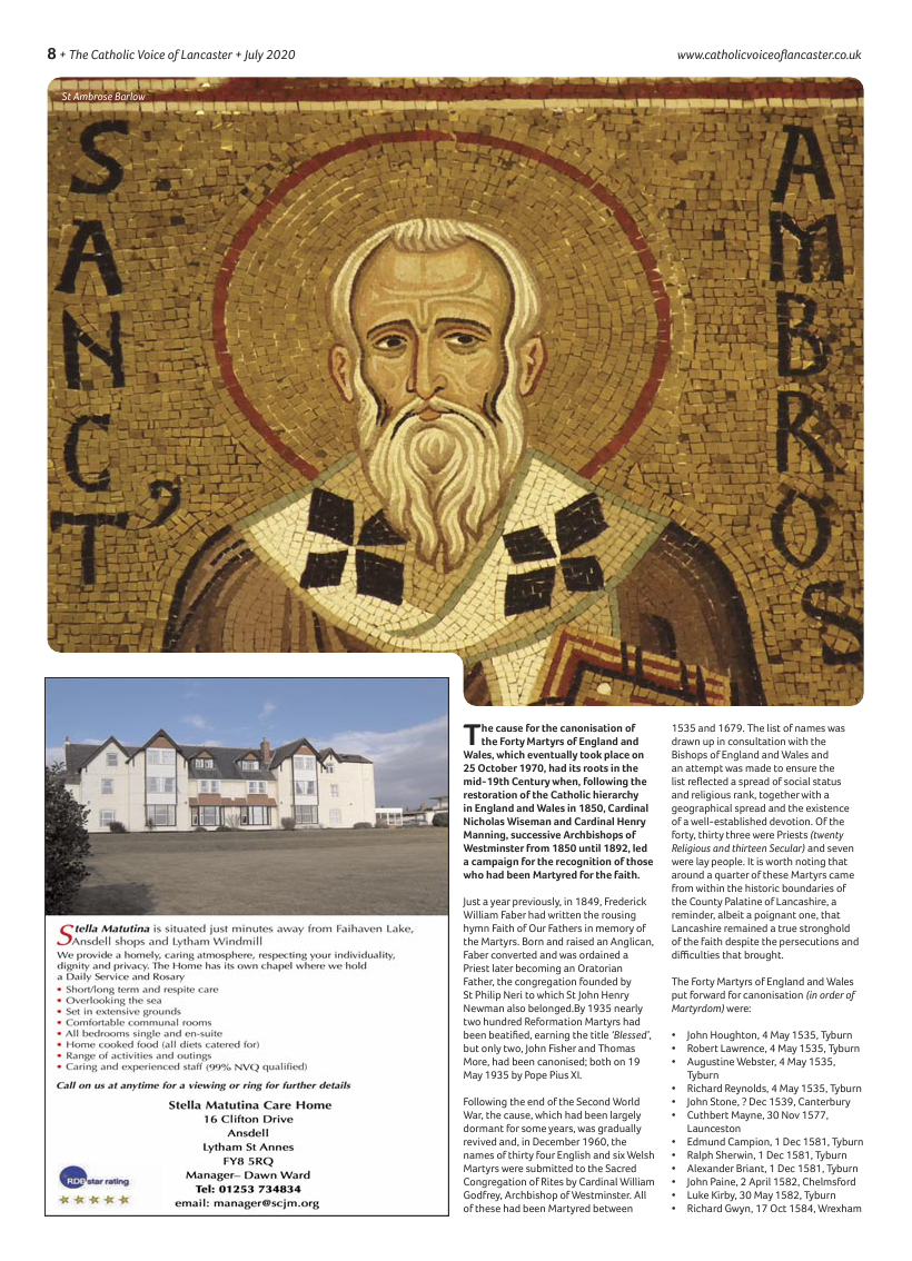 Jul/Aug 2020 edition of the Catholic Voice of Lancaster