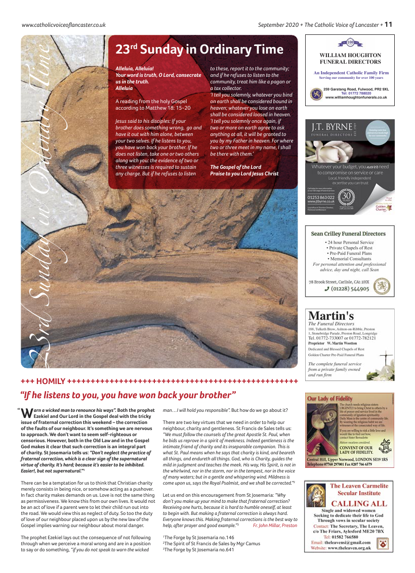 Sept 2020 edition of the Catholic Voice of Lancaster