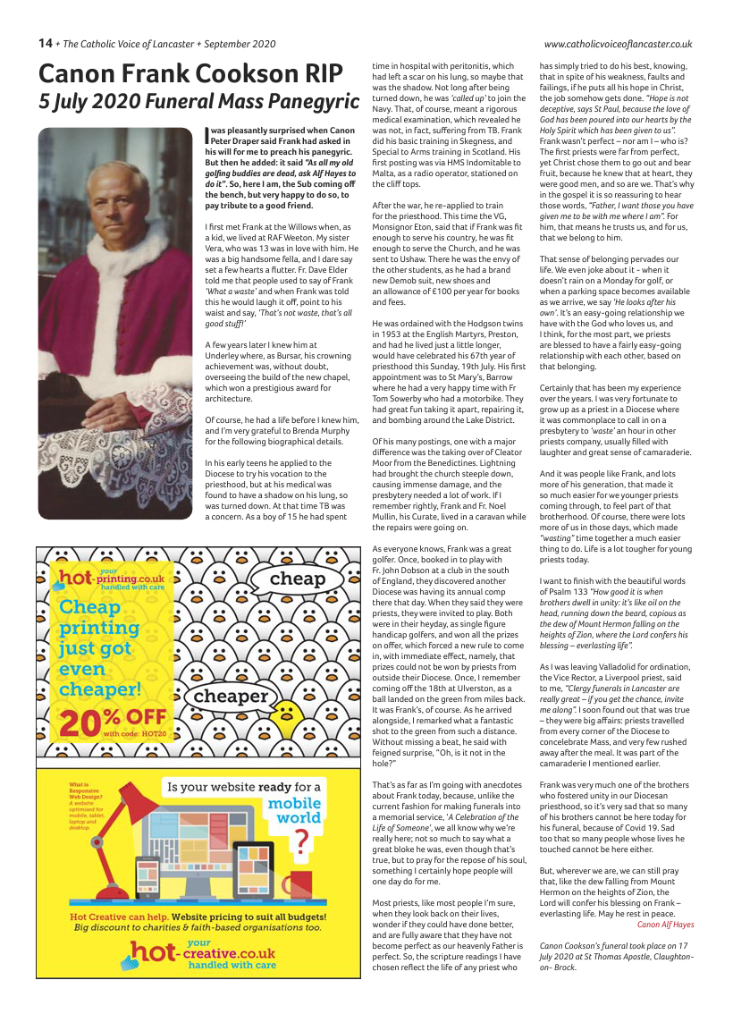 Sept 2020 edition of the Catholic Voice of Lancaster