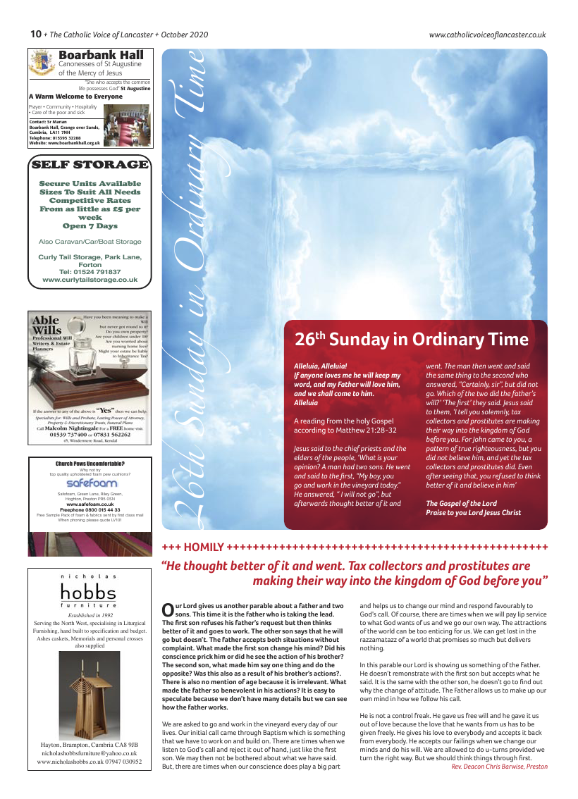 Oct 2020 edition of the Catholic Voice of Lancaster