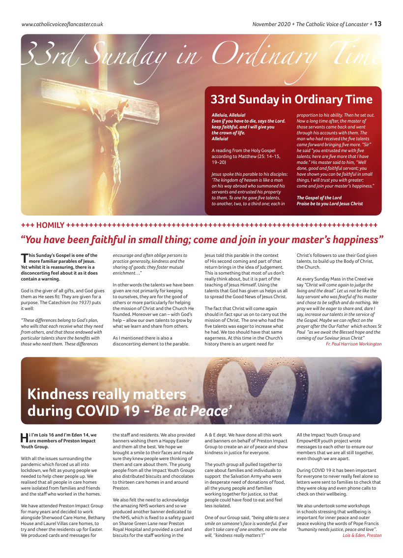 Nov 2020 edition of the Catholic Voice of Lancaster