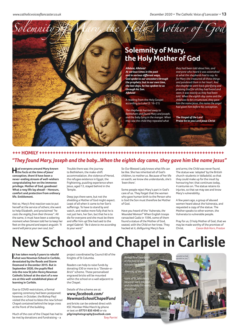 Dec 2020 edition of the Catholic Voice of Lancaster