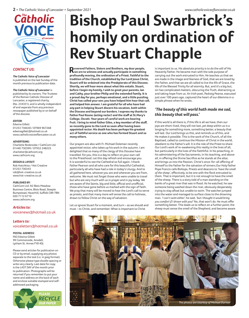 Sept 2021 edition of the Catholic Voice of Lancaster