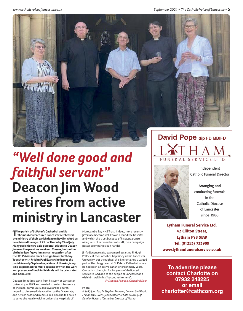 Sept 2021 edition of the Catholic Voice of Lancaster