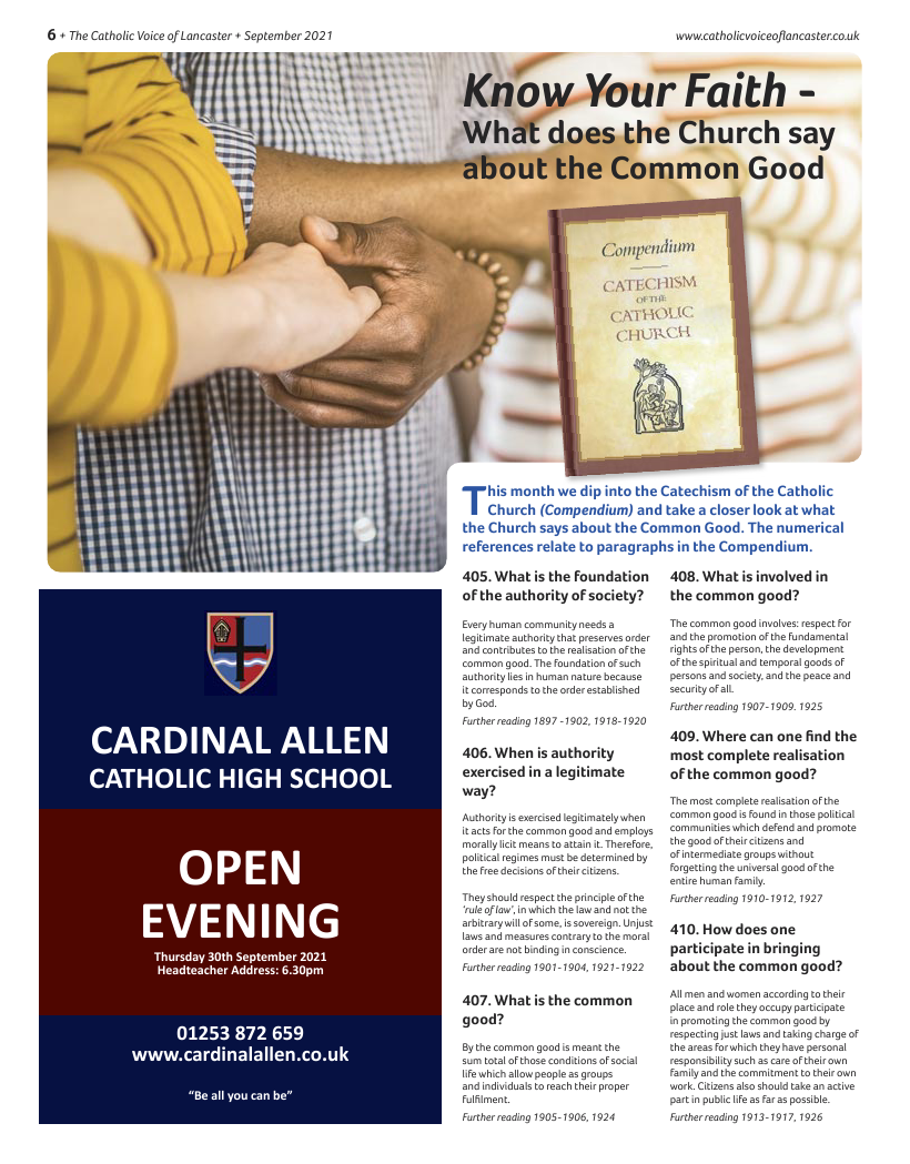 Sept 2021 edition of the Catholic Voice of Lancaster