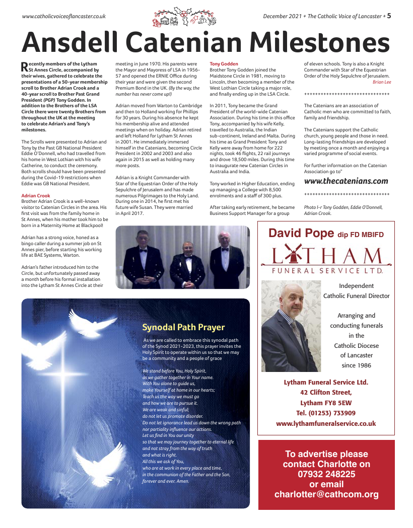 Dec 2021 edition of the Catholic Voice of Lancaster