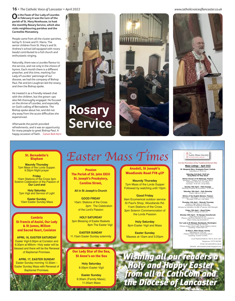 Apr 2022 edition of the Catholic Voice of Lancaster