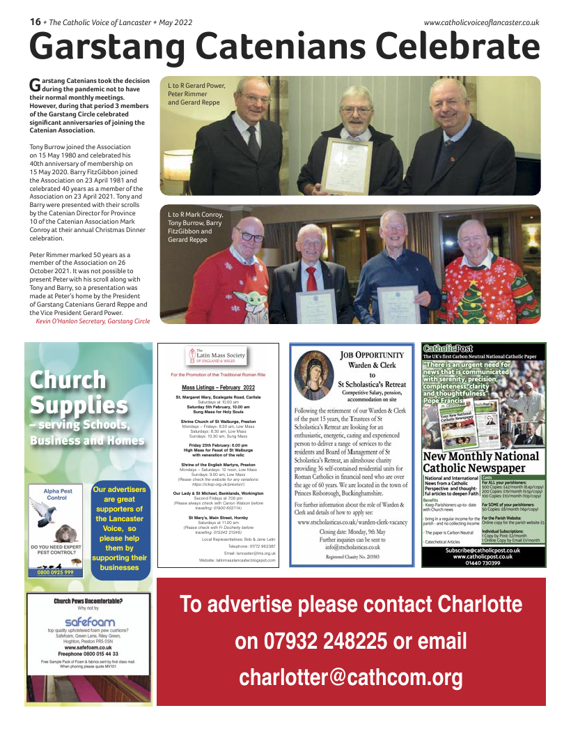 May 2022 edition of the Catholic Voice of Lancaster