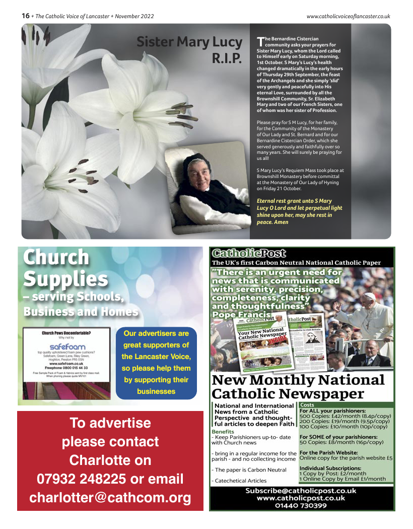 Nov 2022 edition of the Catholic Voice of Lancaster