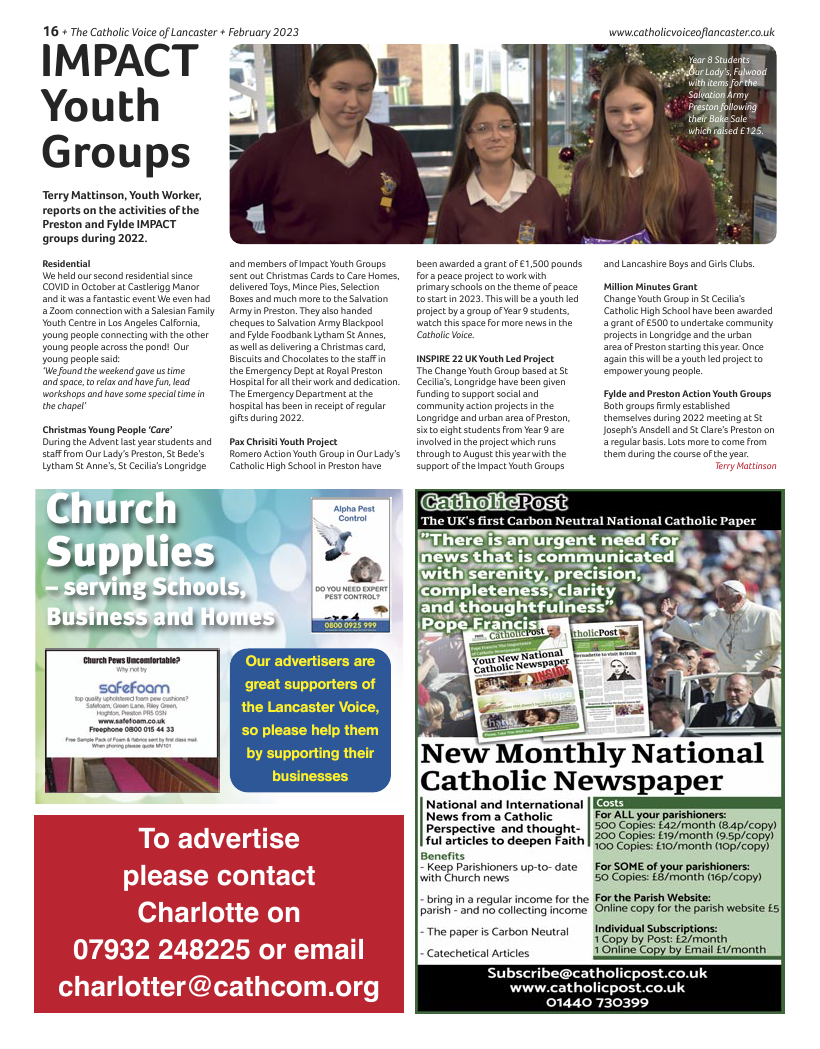 Feb 2023 edition of the Catholic Voice of Lancaster