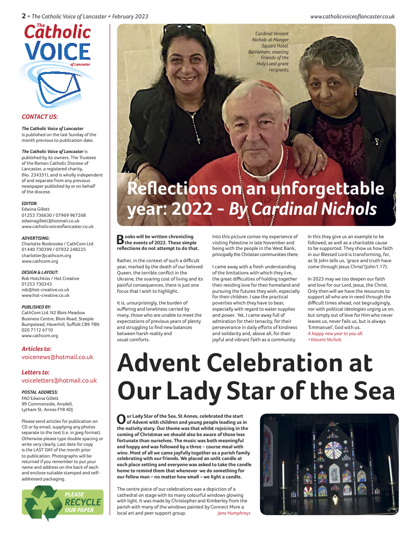 Feb 2023 edition of the Catholic Voice of Lancaster