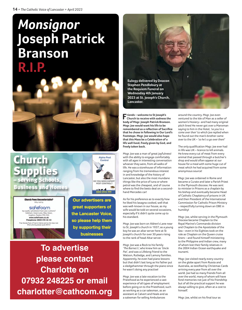 Apr 2023 edition of the Catholic Voice of Lancaster