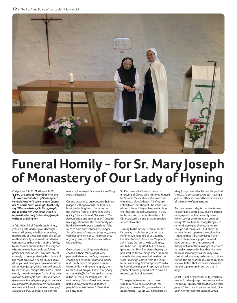 Jul/Aug 2023 edition of the Catholic Voice of Lancaster
