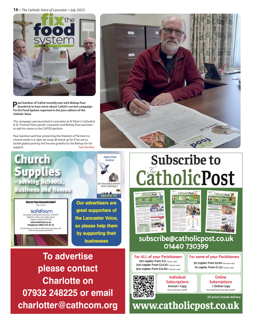 Jul/Aug 2023 edition of the Catholic Voice of Lancaster