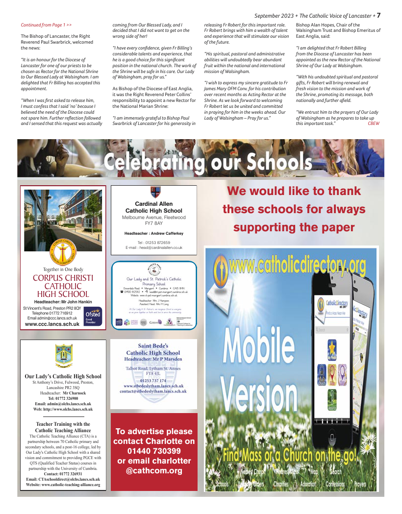 Sept 2023 edition of the Catholic Voice of Lancaster